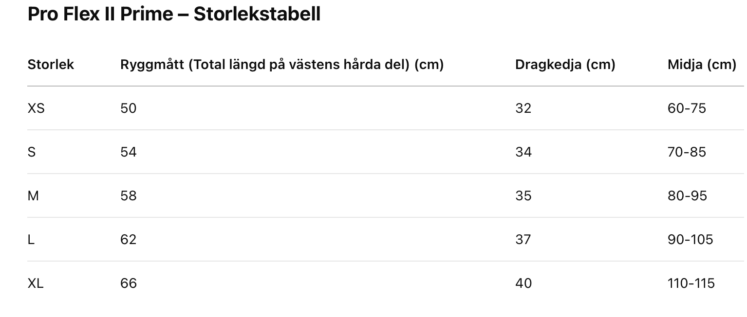 Ryggskydd / Säkerhetsväst Pro Flex II | CE-Märkt & Säker | Köp Online säljs av Fåglasång