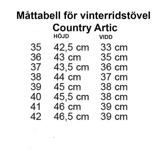 Måttabell-contry-artic-vinerridstövel