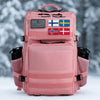 Nordic Ryggsäck 45L Plus rosa med flaggorna USA, Finland, Sverige, Norge och Danmark