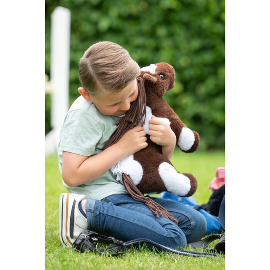 Pinto Cuddle Pony mjuk leksakshäst med flätbar man för barn