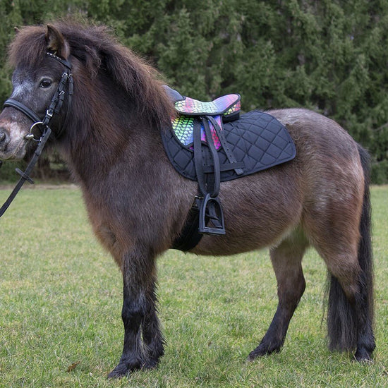 Shetlandssadel Colorfull - för de yngsta ryttarna. säljs av Fåglasång 